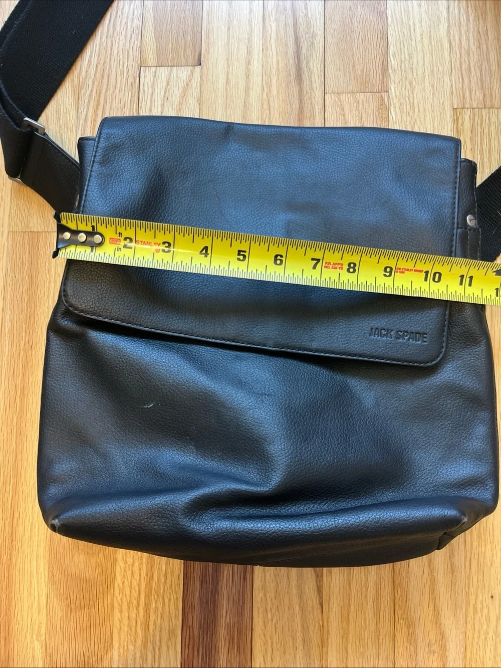 Jack Spade Pebbled Black Leather Messenger Bag Crossbody Field Bag